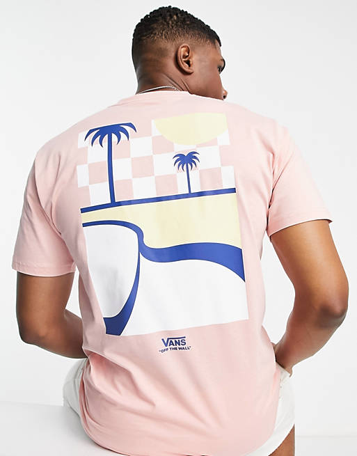 Vans Pool Days back print t-shirt in pink