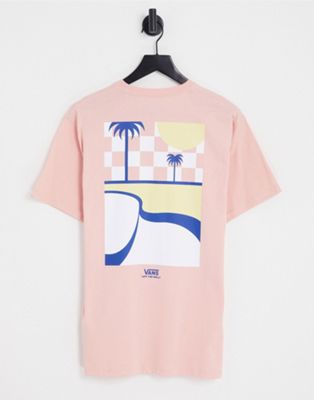 Vans Pool Days back print t-shirt in pink