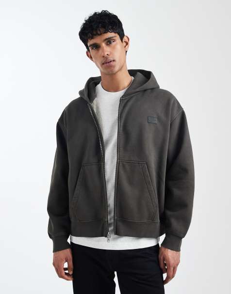 Vans Premium full zip oversized hoodie in faded black - view 1
