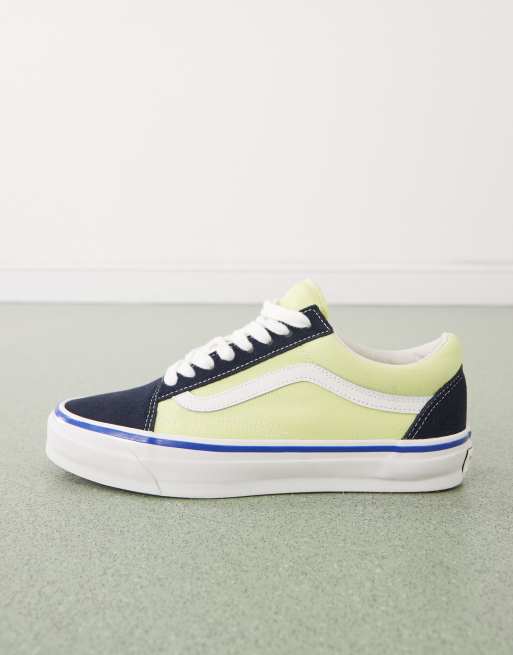 Vans Premium old skool trainers in navy & lime | ASOS