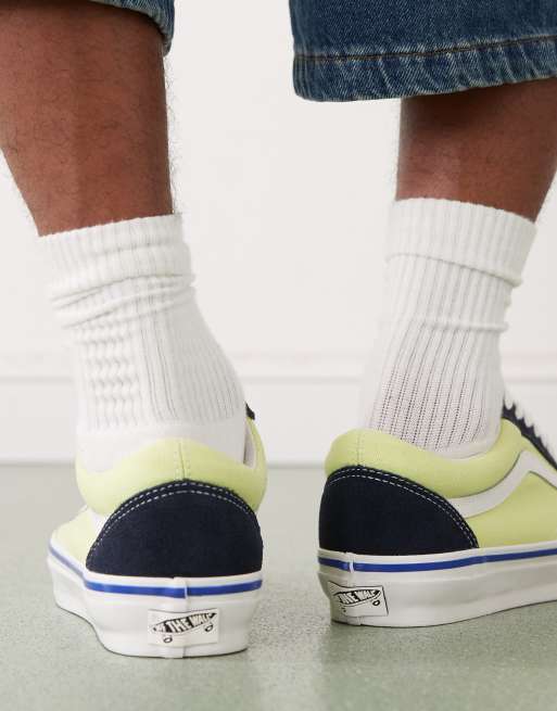 国内配送 VANS PREMIUM OLD SKOOL 90s NAVY/LIME Vans Premium old skool trainers in navy & lime | ASOS