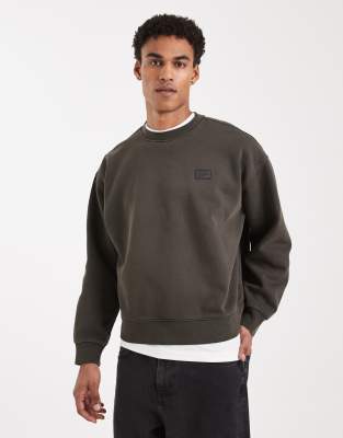 Premium - Sweatshirt in verblasstem Schwarz mit Rundhalsausschnitt Schwarz XL