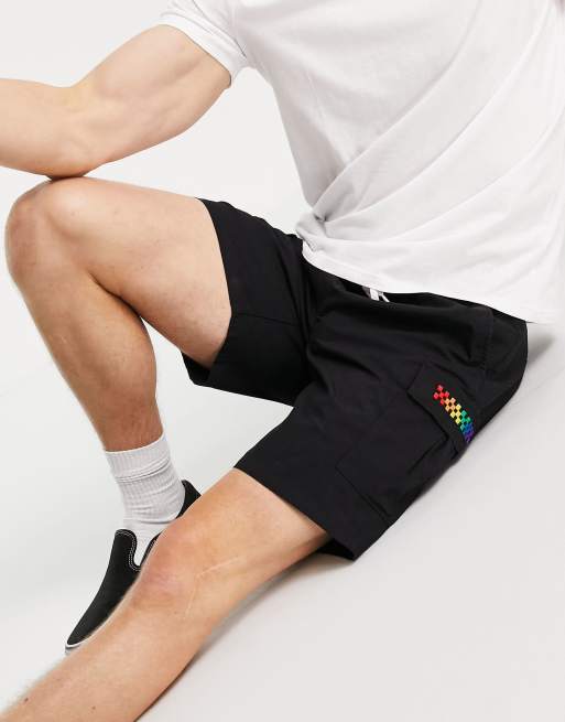 Pride cargo shorts in black ASOS