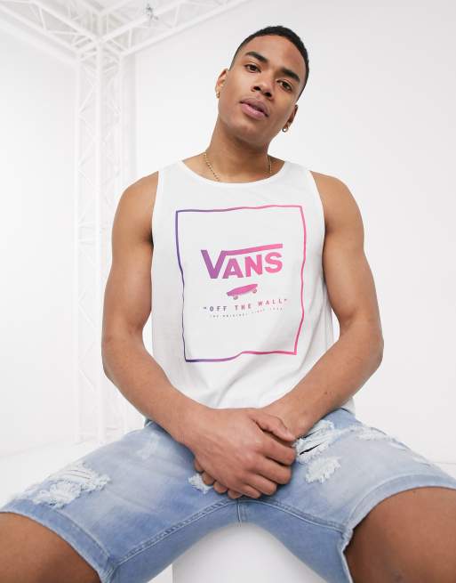 Vans Print Box tank top in white/purple