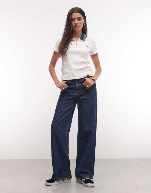 Vans Priscilla polo shirt in white, 3 of 4