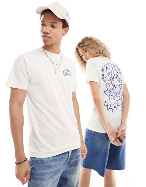 Vans - Prowler - T-shirt met print op de achterkant in gebroken wit