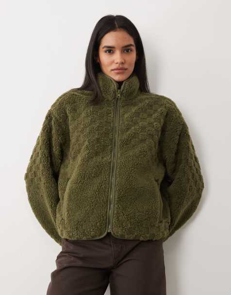Vans Queens Jacke mit hohem Flor in Mittelgrün - view 1
