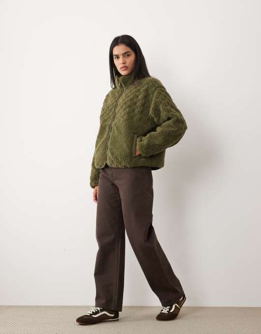 Vans Queens Jacke mit hohem Flor in Mittelgrün, 3 von 4