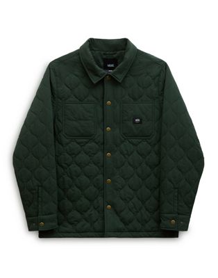Vans quilted button-up jacket in deep green