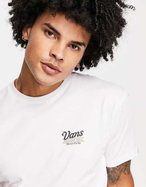 Vans Rackin em up back print t-shirt in white