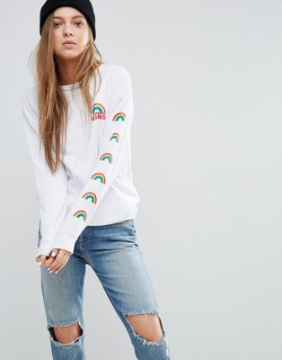 vans white rainbow sweatshirt