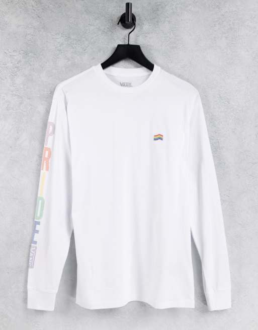 Vans – Rainbow – Vit långärmad t-shirt
