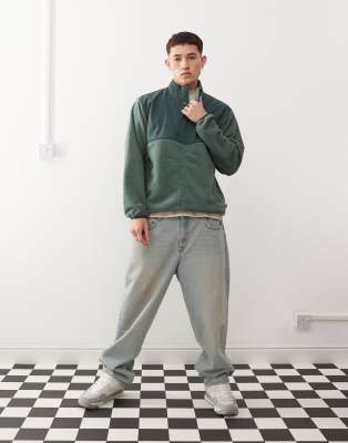 Vans - Ranford - Giacca in pile borg verde scuro con zip corta - view 1