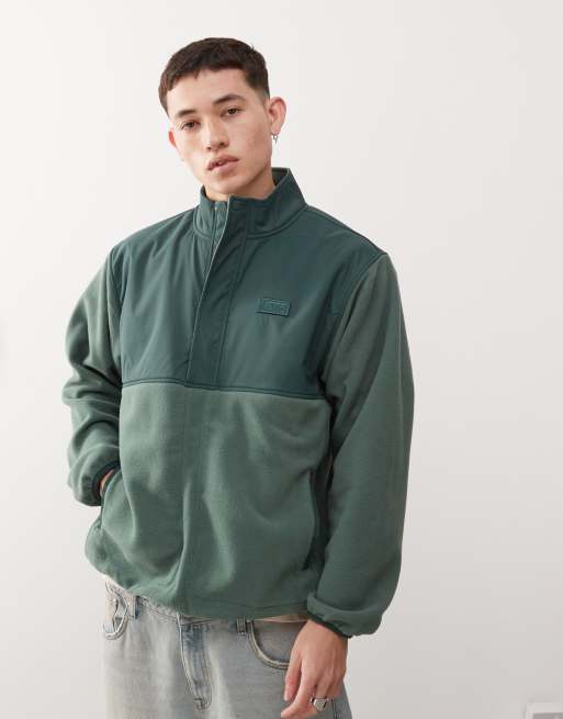 Vans - Ranford - Mørkegrøn jakke med halv lynlås i polar-fleece, 2 af 4