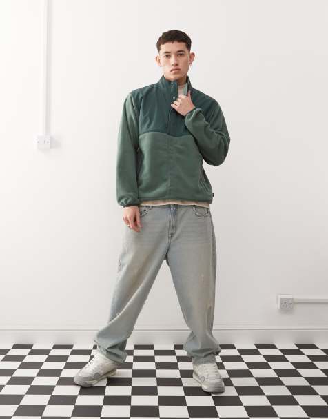 Vans ranford polar half zip fleece jacket in dark green - view 1