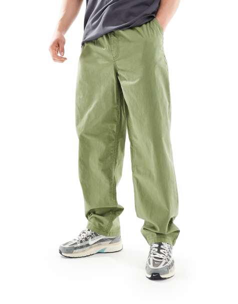 Vans Range baggy elastic waist trousers in olive green - view 1
