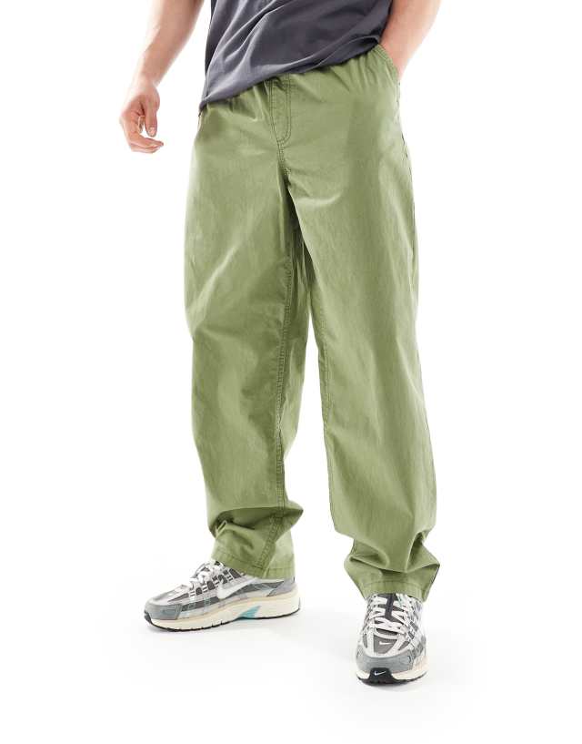 Vans - range baggy elastic waist trousers in olive green