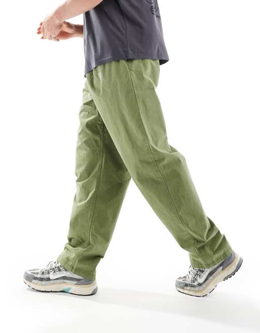 Vans Range baggy elastic waist trousers in olive green