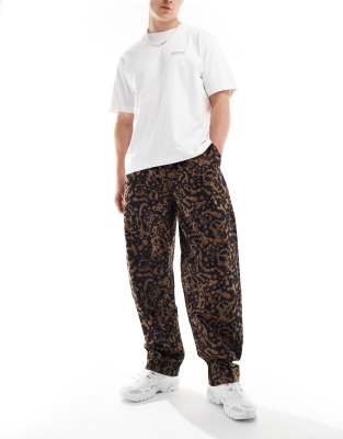 range baggy tapered elastic waist pants in multi