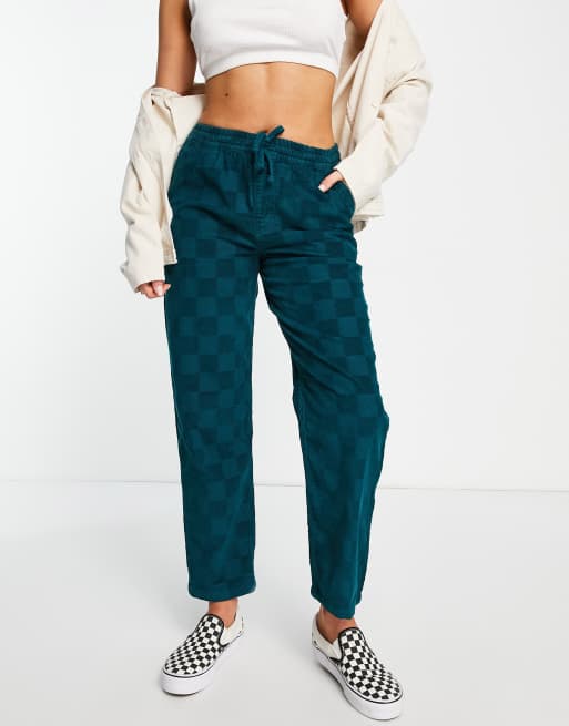 Vans Range cord check pants in teal 