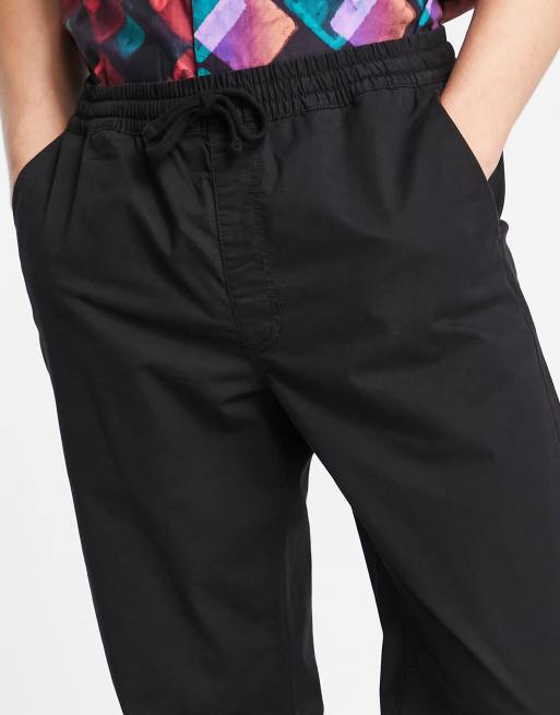 Vans range relaxed chino trousers in black with elasticated waist