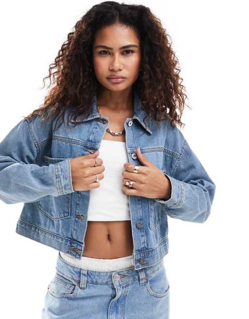 Vans – Rayness – Blå, tvättad jeansjacka i kort design