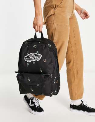 Vans realm backpack in black floral hot sale print