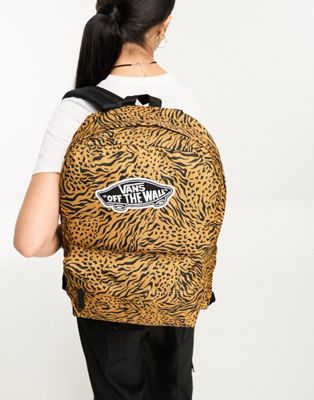 Vans realm backpack in brown animal print