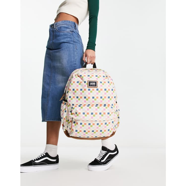 Vans floral shop checkered backpack