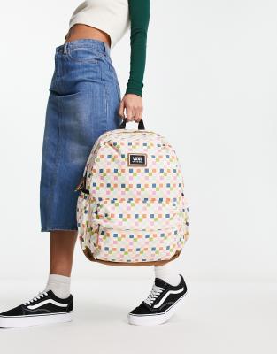 Pink vans checkered backpack hotsell