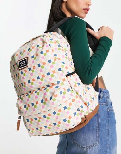 Light pink hotsell checkered vans backpack