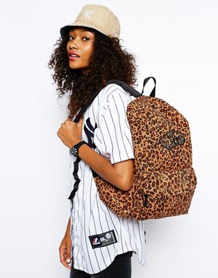 vans realm leopard print backpack