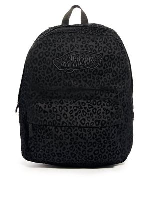 vans black leopard print backpack 