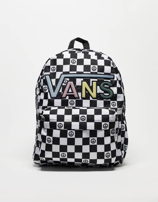 Vans Realm Flying V backpack in black and white