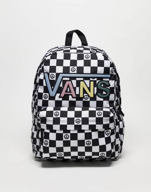 Vans Realm Flying V backpack in black/white ASOS