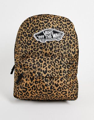 Vans Realm leopard print backpack in brown