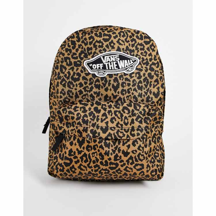 Vans Realm leopard print backpack in brown