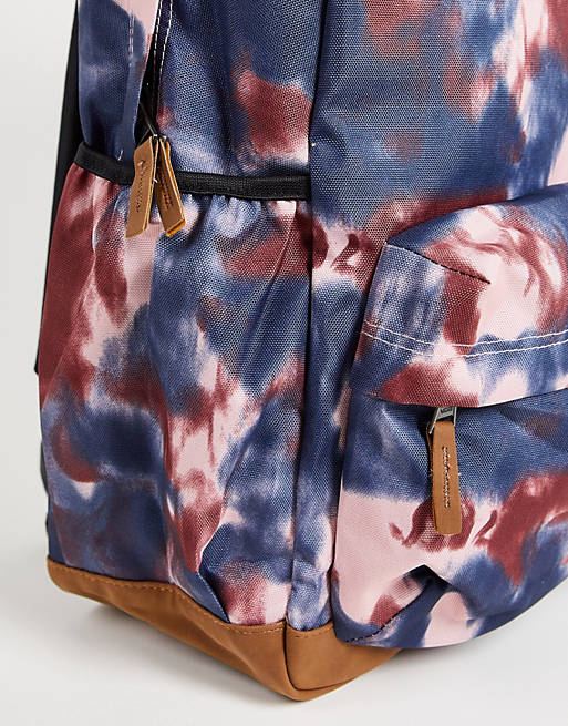 Bags Vans Realm Plus tie dye backpack in navy/burgundy 