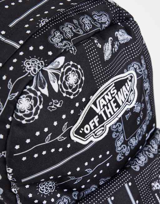 Vans Realm Zaino nero con stampa bandana ASOS