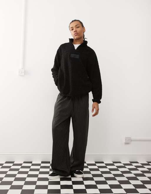 Vans - Rechte trui van sherpa fleece met 1/4 rits in zwart