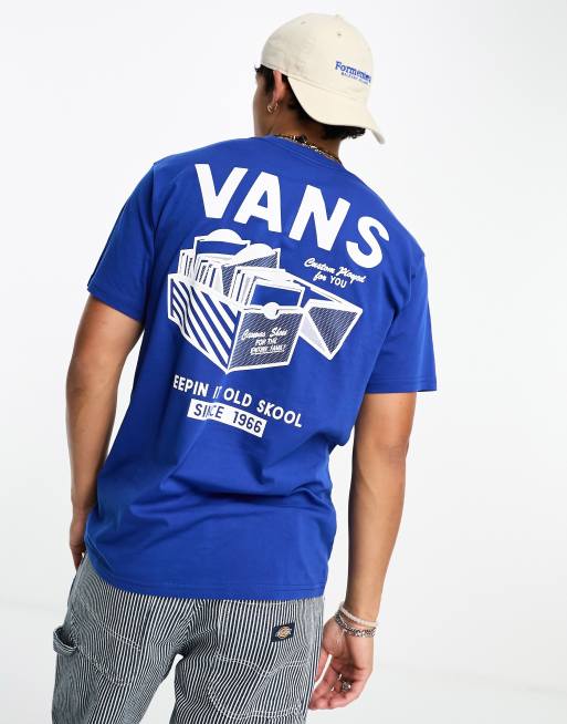 Vans – Record Label – Blå t-shirt med tryck baktill