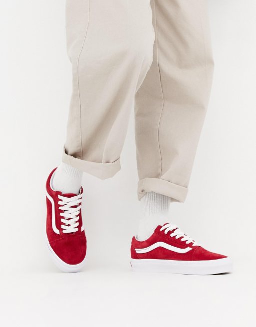 Vans red suede old skool sale trainers