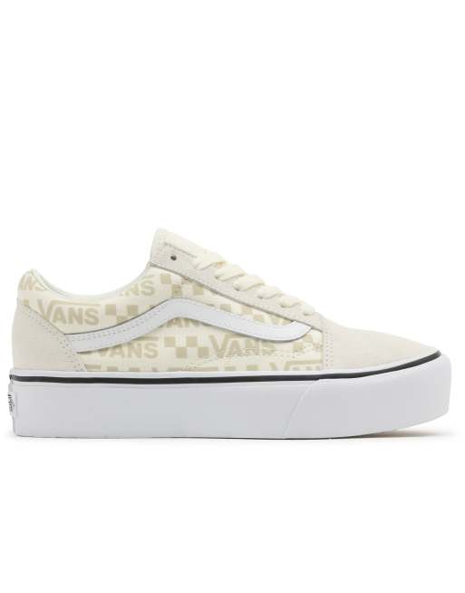 Vans Reflective Logo Old Skool platform trainers in white ASOS