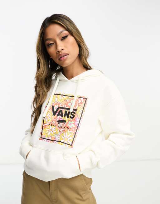 Vans Resort floral logo print box hoodie in off white