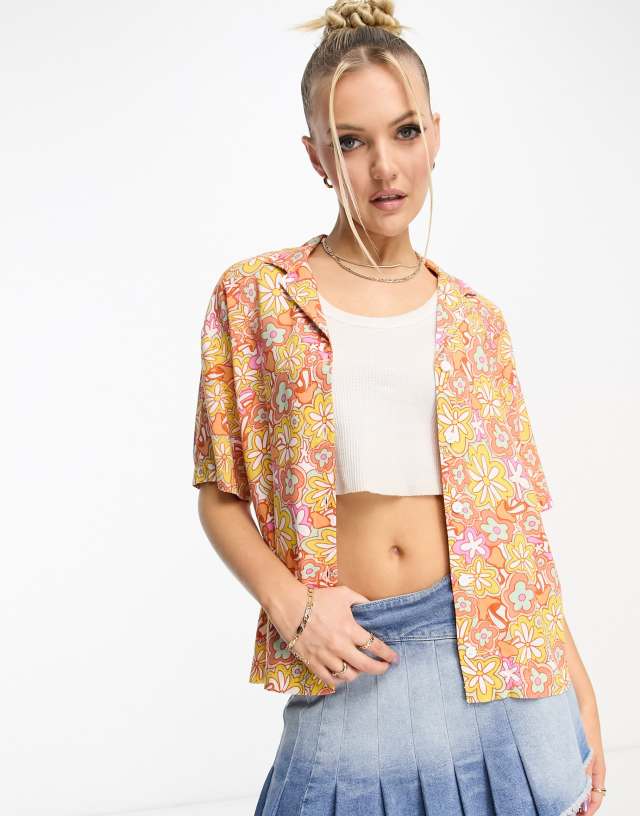 Vans resort floral shirt in orange
