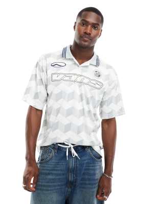 Rigsby soccer polo in white and gray