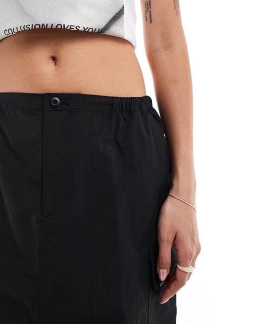 Vans riley parachute cargo skirt in black | ASOS
