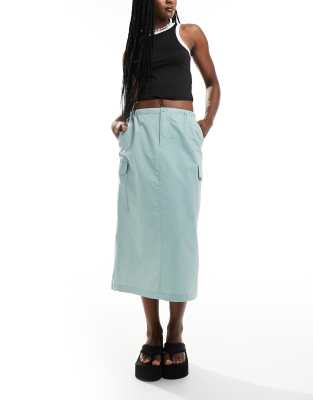 Vans Riley parachute cargo skirt in sage green-Grey