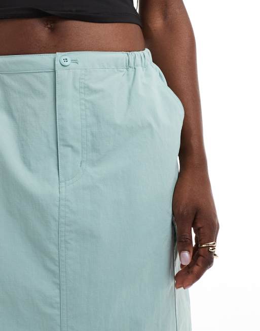 Vans Riley parachute cargo skirt in sage green
