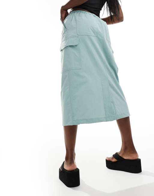 Vans Riley parachute cargo skirt in sage green